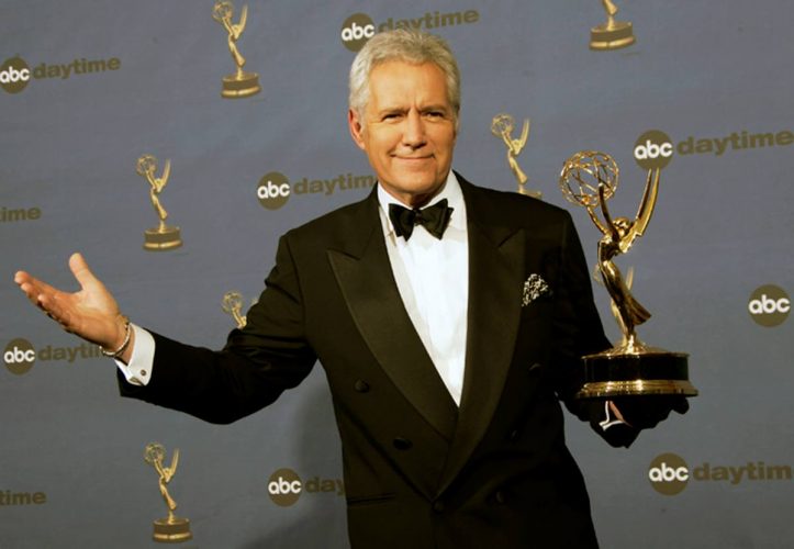 In this Friday, April 28, 2006, photo, Alex Trebek holds the award for outstanding game show host for his work on ‘Jeopardy!’ backstage at the 33rd Annual Daytime Emmy Awards in Los Angeles. Trebek died on Sunday, November 8.