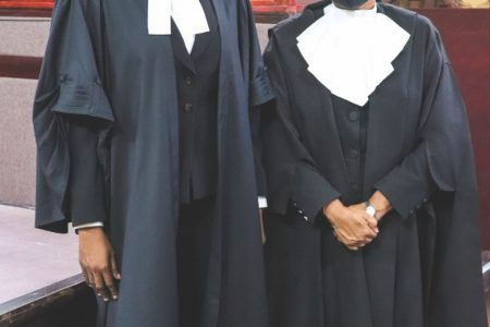 Attorney-at-Law Deborah Barrow-Graham (left) and Chief Justice Roxane George