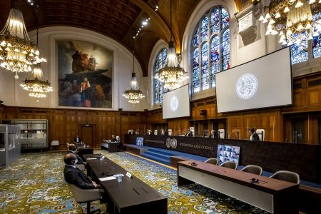 The ICJ courtroom at the Peace Palace in The Hague (Netherlands), where the ruling on the court’s jurisdiction to hear Guyana’s case seeking the validation of the 1899 arbitral award establishing the boundary with Venezuela was delivered yesterday. (UN Photo/ICJ-CIJ/Frank van Beek. Courtesy of the ICJ.)