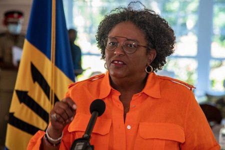  Prime Minister Mia Amor Mottley during a press conference, December 31, 2020. (GP) 