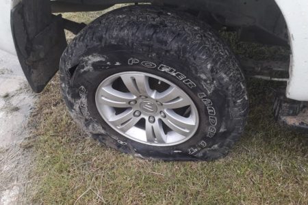 The tyre that was slashed