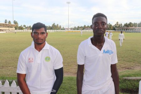 Aaron Beharry (left) and Tyrese Sealy picked up three wickets each