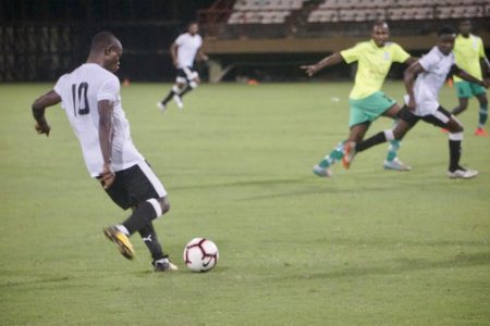 Abumuchi Benjamin (#10) was a thorn in the side of the East Coast All Stars, netting a double in the 41st and 57th in Linden’s 4-2 win on Tuesday, he will be one to watch in today’s final. (Emmerson Campbell photo)