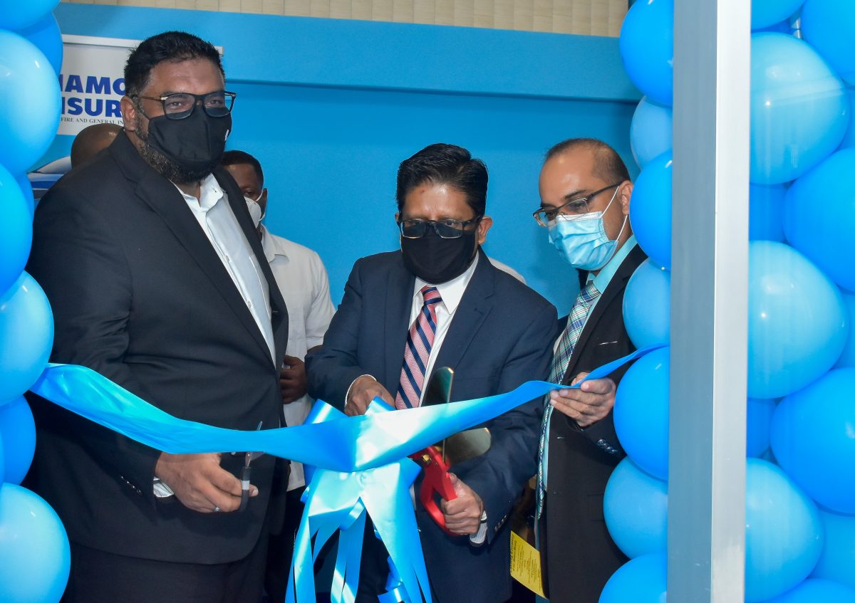 President Irfaan Ali (left) at the ribbon cutting (Office of the President photo)