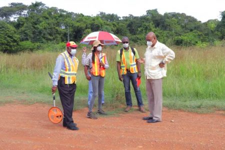 From left to right are Assistant Aviation Inspector, Alphonso Mangah; Senior Engineer, Dionne Amsterdam; Chief Transport Planning Officer, Patrick Thompson and Minister of Public Works, Juan Edghill. (Department of Public Information photo)