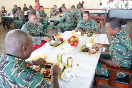 Soldiers at breakfast