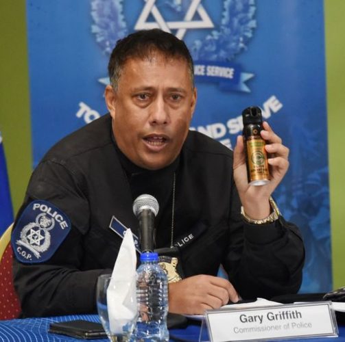 Gary Griffith with a can of pepper spray