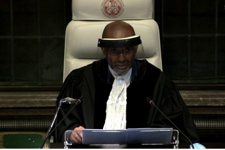 President of the ICJ, Judge Abdulqawi Ahmed Yusuf reading the decision.