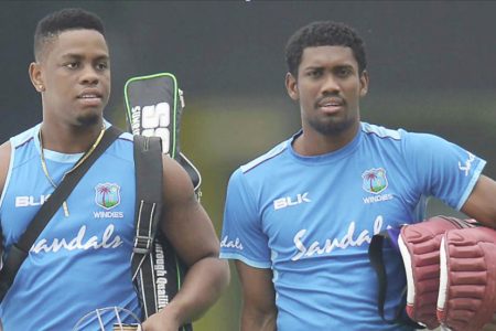 West Indies duo Shimron Hetmyer (left) and Keemo Paul are expected to feature in Guyana Jaguars three practice matches