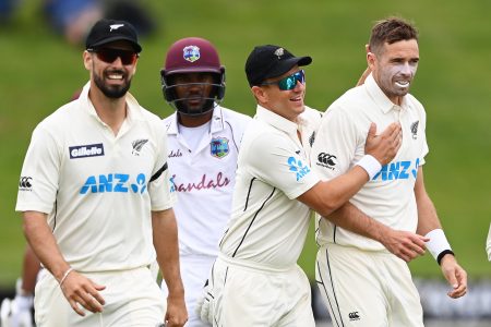 Tim Southee was the pick of the New Zealand bowlers picking up two of the wickets to fall yesterday. (Photo courtesy New Zealand Cricket)
