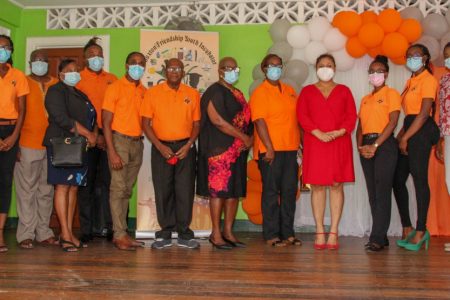 Minister of Education Priya Manickchand (fifth from right) with others at the launching. (Ministry of Education photo)
