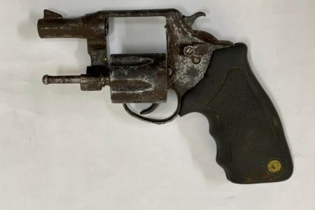 The unlicensed firearm that was discovered. (Guyana Police Force photo)