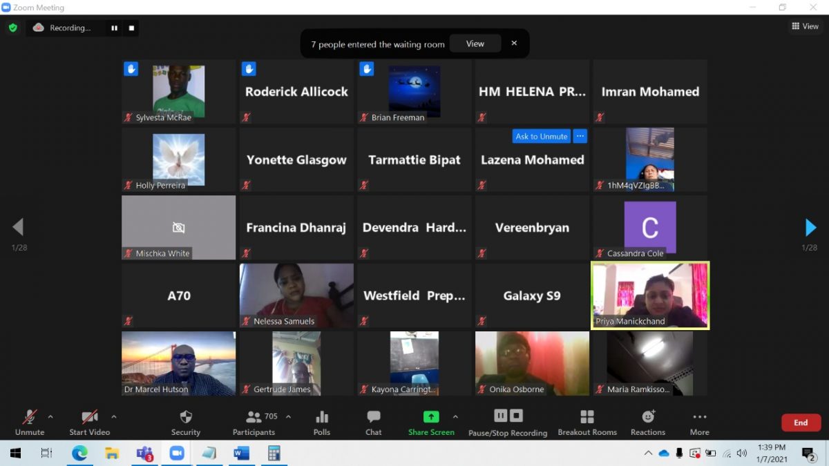 A screenshot of the virtual meeting between the Grade Six teachers and the Ministry of Education 