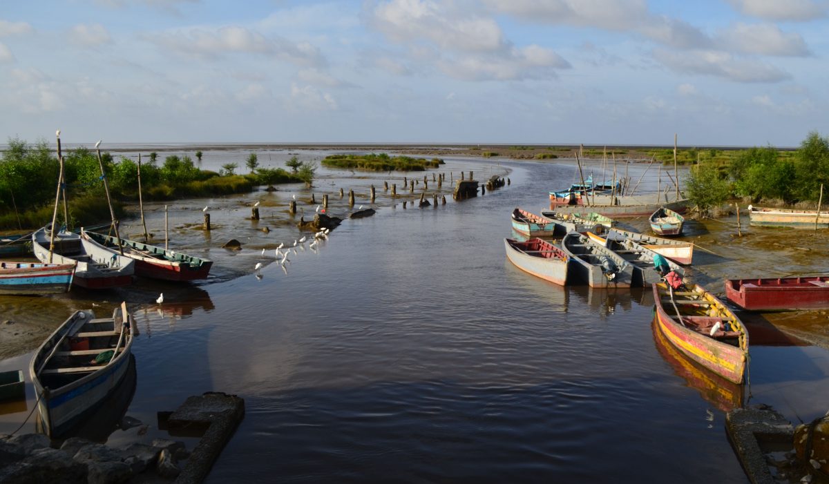 All is calm: The serene seawall at Ogle showing the channel used by fishing boats. (Orlando Charles photo)