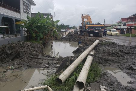 The flood waters receding after the main was fixed
