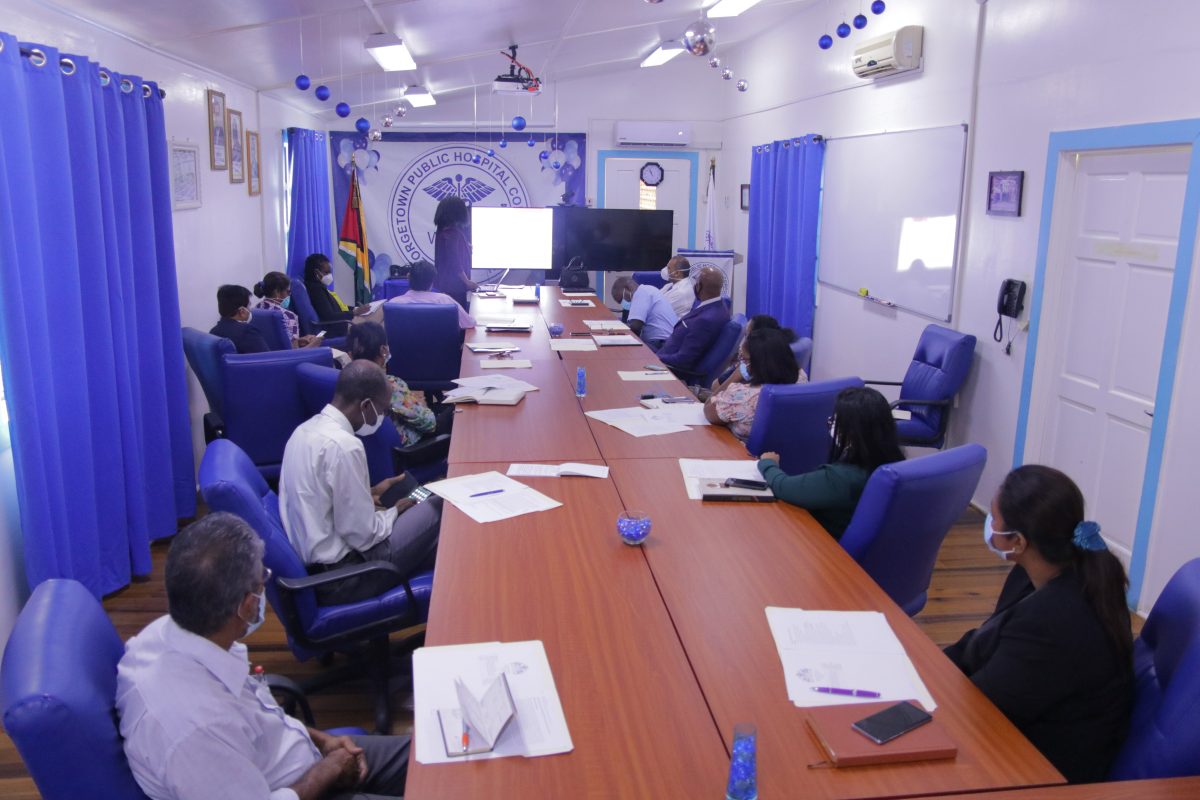 Members of the National COVID-19 Vaccines Task Force during the meeting held at the GPHC Boardroom (Health Ministry photo)