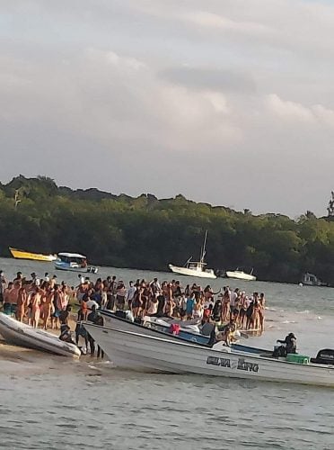 Large number of persons gathered at No Man’s Land, Tobago, yesterday.