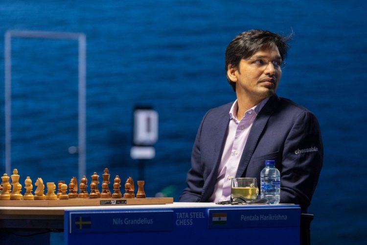 Grandmaster Pentala Harikrishna of India playing in the Tata Steel Masters Chess Tournament in the Netherlands (Photo: Jurriaan Hoefsmit)