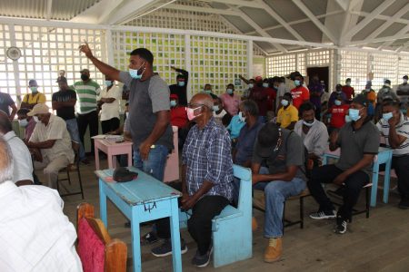 Farmers raising questions at the meeting