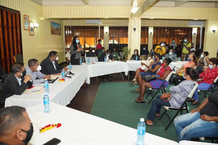 The President and ministers at the meeting today. (Office of the President photo)