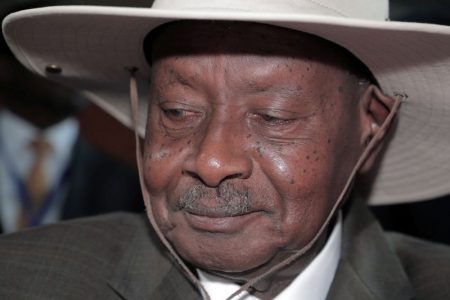 FILE PHOTO: Uganda's President Yoweri Museveni arrives for the opening of the 33rd Ordinary Session of the Assembly of the Heads of State and the Government of the African Union (AU) in Addis Ababa, Ethiopia, February 9, 2020. REUTERS/Tiksa Negeri/File Photo