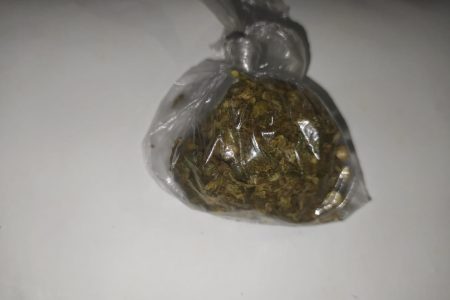A transparent bag containing the narcotic found on the inmate