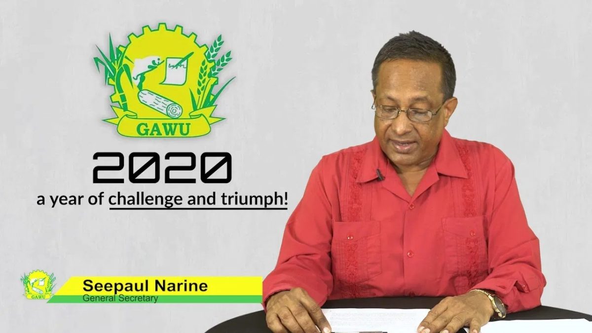 GAWU General Secretary Seepaul Narine delivering the statement.