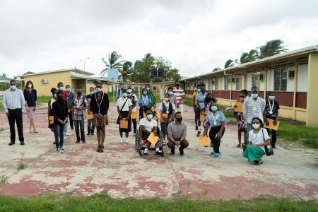 Some of the students who completed the STEM Robotics training course with some of the facilitators 