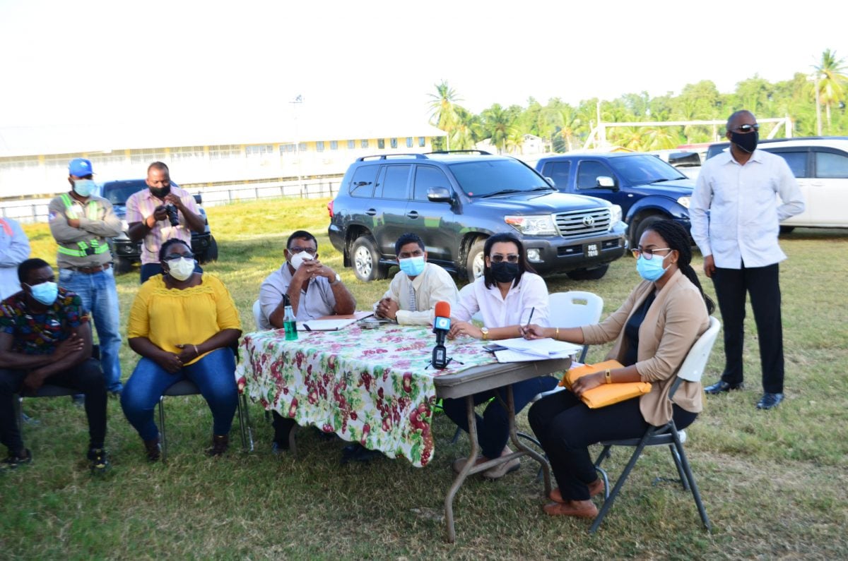 Minister Susan Rodrigues and team at the Golden Grove Community Centre (Photo by Orlando Charles)