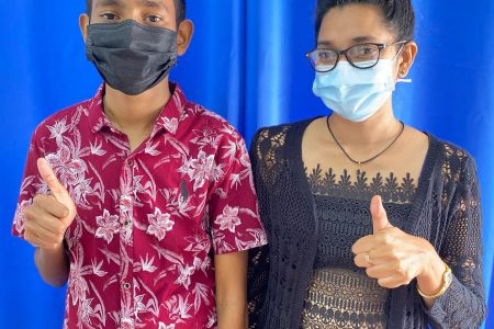 Aditya Mohabir, 15, who recently underwent a successful kidney transplant surgery at the Georgetown Public Hospital Corporation (GPHC) with his mother, Nadia Budwah, who was his donor. Mohabir, of Vriesland, West Bank Demerara, had been diagnosed with end-stage renal failure last year. In a post on its Facebook page, GPHC yesterday said that thanks to the transplant team at the GPHC led by Dr. Kishore Persaud, and interventions by the Government of Guyana and the Ministry of Health, Mohabir was able to successfully receive the treatment and surgery needed to save his life. (Photo by Orlando Charles) 