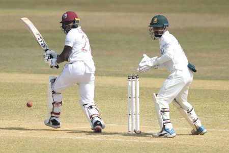 Jermaine Blackwood on the go during his innings of 68 yesterday. (Photo courtesy CWI website)
