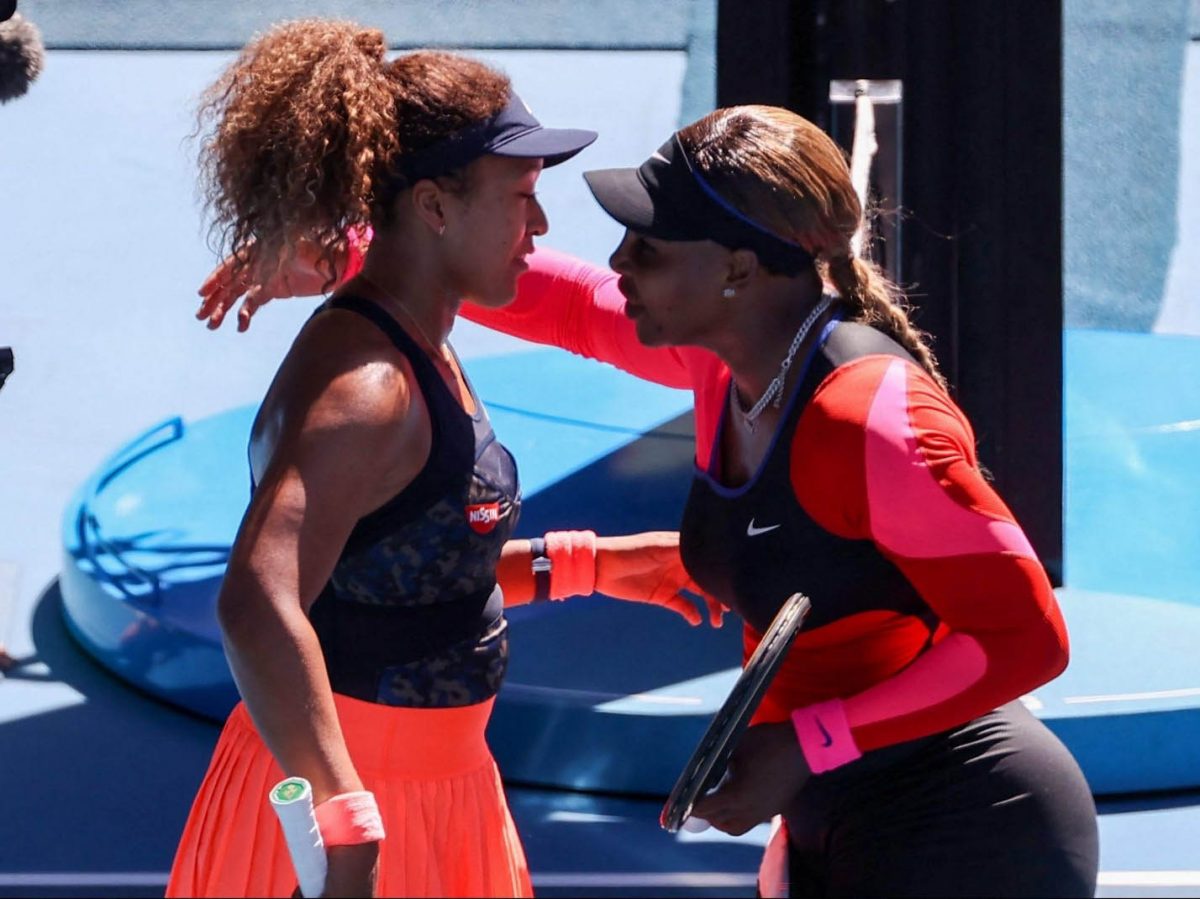Serena Williams (right) congratulating Naomi Osaka
