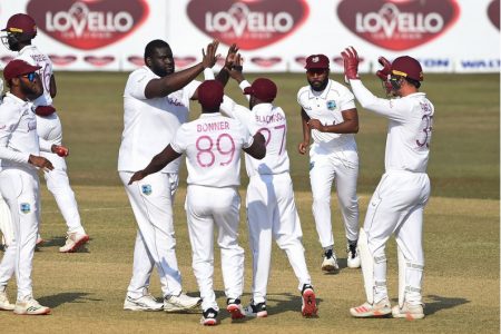 Rahkeem Cornwall took two of the three wickets to fall as the West Indies fought back against Bangladesh late on day three. (photo courtesy CWI website)
