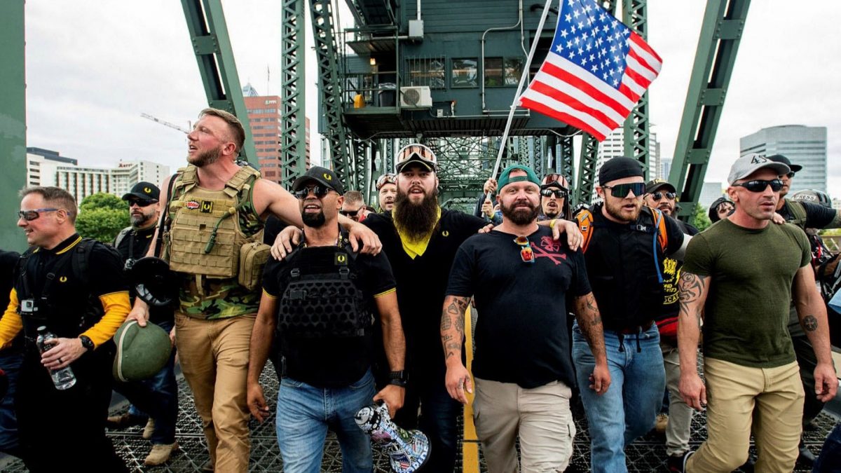 Proud Boys and other demonstrators (AP photo)