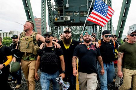 Proud Boys and other demonstrators (AP photo)