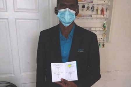 One of the security guards who was vaccinated with the Oxford AstraZeneca vaccine yesterday. 