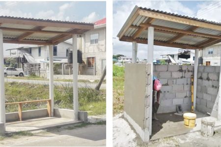 The bus shed at the junction at Phases One and Two Belle West as it was when this newspaper visited last week (at left) and after further works. A bench that was placed there has been removed. 