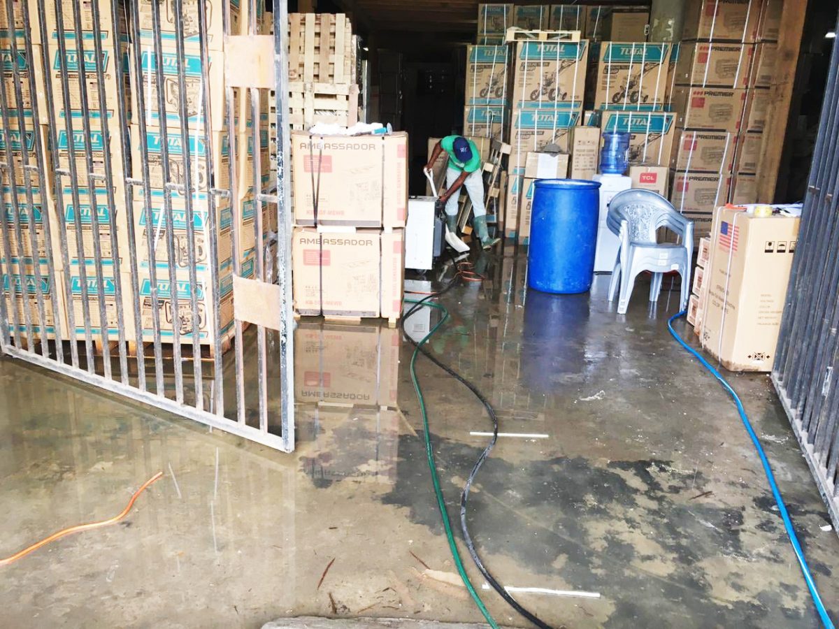 A business place which was visited by the Civil Defence (CDC) team after being flooded on Sunday. (CDC photo)
