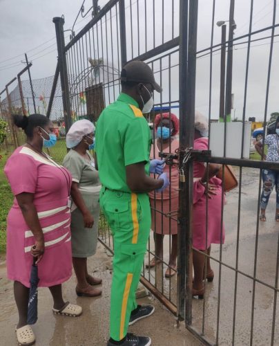 The chained hospital gates as nurses stood outside