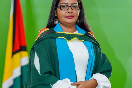 Savitree Budram, 36, was awarded the President’s Medal. The Valedictorian of the Tain Campus completed a Bachelor of Education (Administration) Degree and attained a GPA of 4.0.   (Office of the President photo)