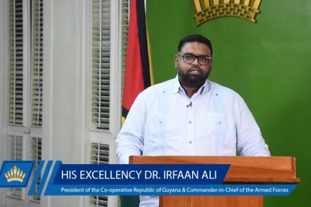 President Irfaan Ali speaking today