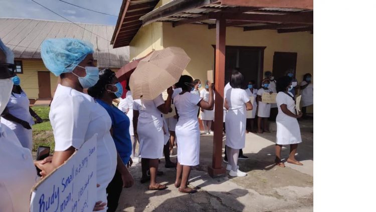 Linden nurses protesting earlier this month.