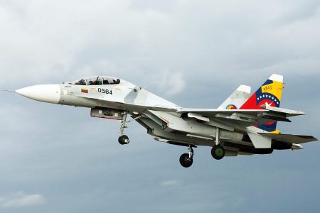 A Russian-made Venezuelan air force Sukhoi fighter jet. (en.mercopress.com)