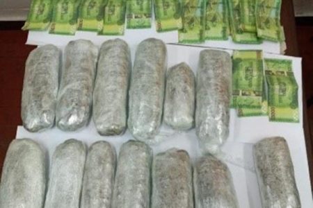The suspected cannabis found along with counterfeit $5000 bills 