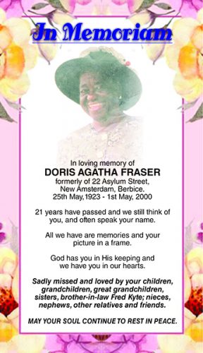 DORIS AGATHA FRASER