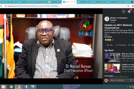 Screenshot of Chief Education Officer, Dr Marcel Hutson announcing the cancellation of the assessments