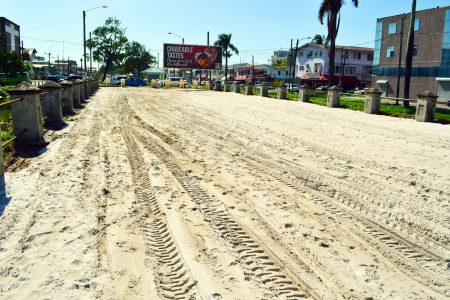 The section being prepared for the parking lot area