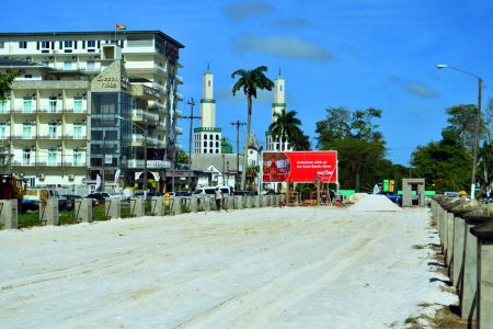 Preparatory works being done for the parking lot being developed at Merriman Mall, between Albert and Light streets (Orlando Charles photo)
