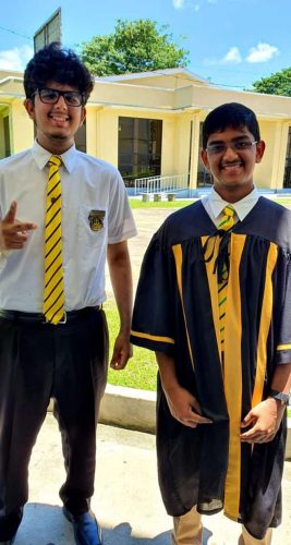 Zane Ramotar and Bhedesh Persaud, who topped for Guyana at the CAPE and CSEC examinations, respectively