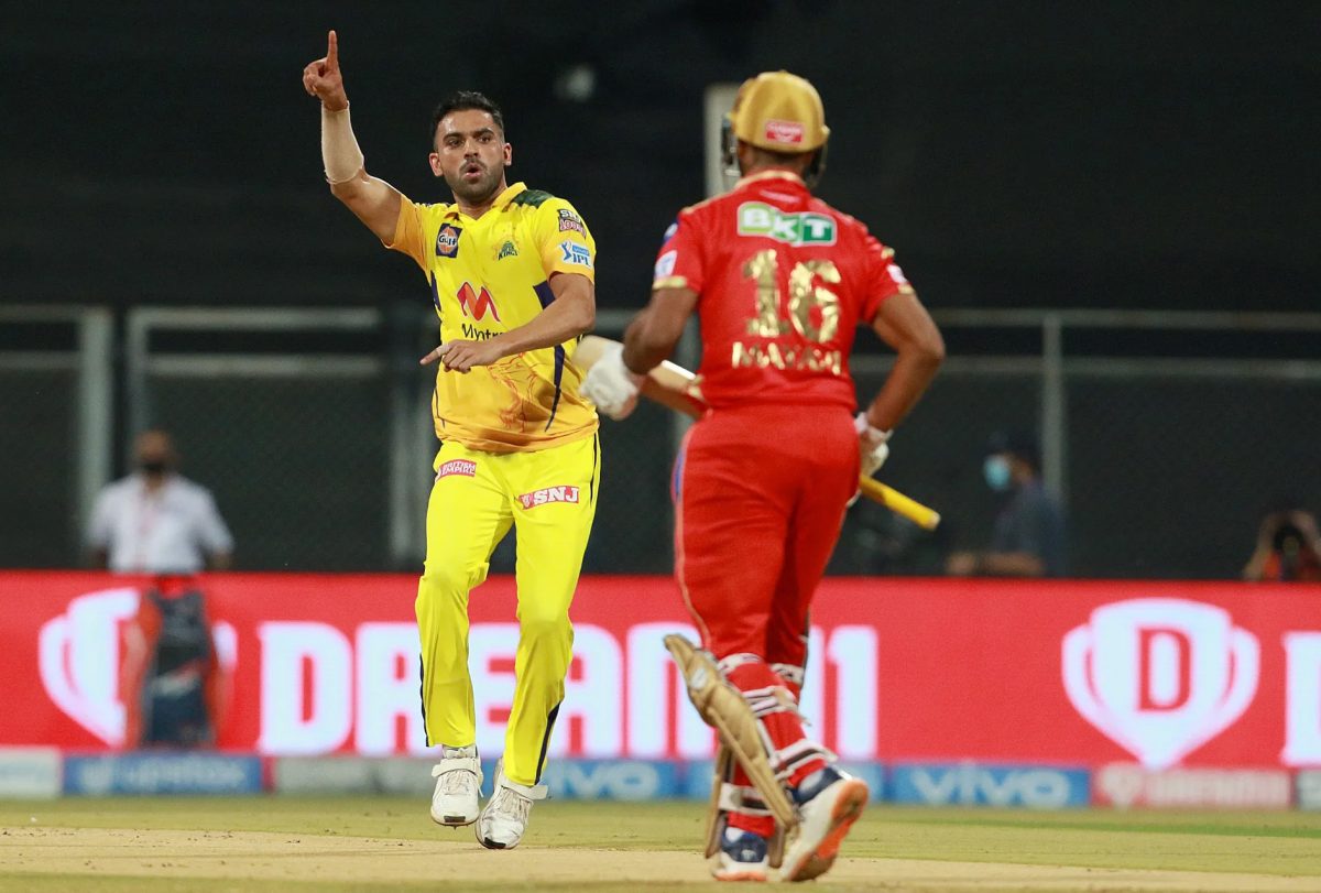 Deepak Chahar starred with the ball, scalping four wickets to set up Chennai Super Kings’ win over Punjab Kings.(Photo courtesy IPL)